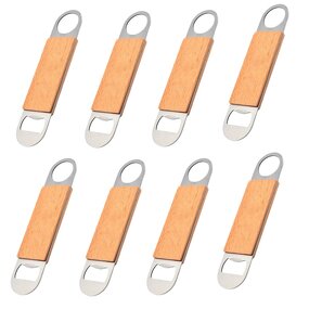Bottle Opener Factory - Bulk 8pcs Stainless Steel with Wooden Handle