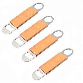 Bottle Opener Factory - Bulk 4pcs Stainless Steel with Wooden Handle