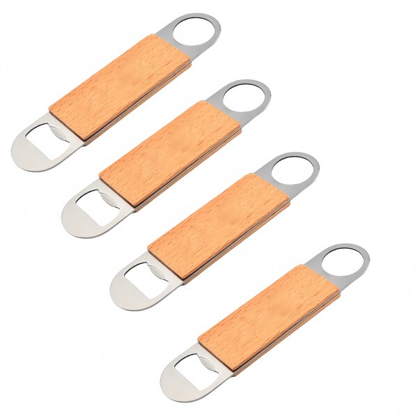 Bottle Opener Factory - Bulk 4pcs Stainless Steel with Wooden Handle