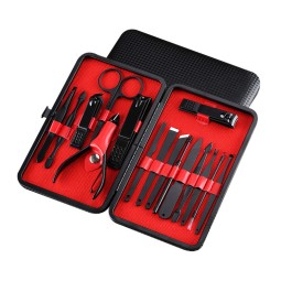 指甲护理工具生产商-代工黑色16件专业足疗