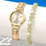 Ladies Watches Gift Set Manufacturer - OEM/ODM 6PCS Gold Quartz with 5PCS Bracelet Necklace