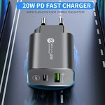 USB Type-c Adapter Supplier - OEM/ODM 12w Pd Fast Charging 2 Port Qc3.0 Mobile Charger