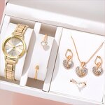 Ladies Watches Gift Set Manufacturer - OEM/ODM 6PCS Gold Quartz with 5PCS Bracelet Necklace