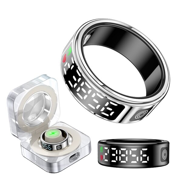 Health Smart Ring Factory - OEM SR08 Hand Gestures Blood Oxygen 5ATM with Charging Box