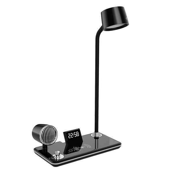 Wireless Charging Desk Lamp Factory - OEM 4 in 1 Multifunction 15W BT Speaker Clock