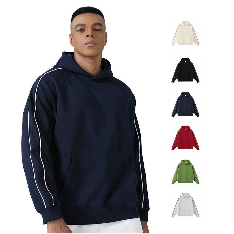 Pullover Hoodie Supplier - OEM/ODM OEM Men's Cotton Contrast Color Lines Knitted Casual