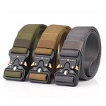 Webbing Belt Supplier - OEM/ODM Zinc Alloy Plug in Metal Buckle Custom Logo Nylon Fabric