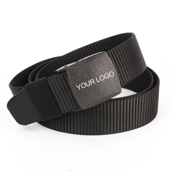 Canvas Belt Factory - OEM/ODM 1.5 Inch Special Shape POM Plastic Buckle Black Webbing