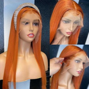 Human Hair Wigs Factory - OEM 12A 350# Orange 134 Straight Long
