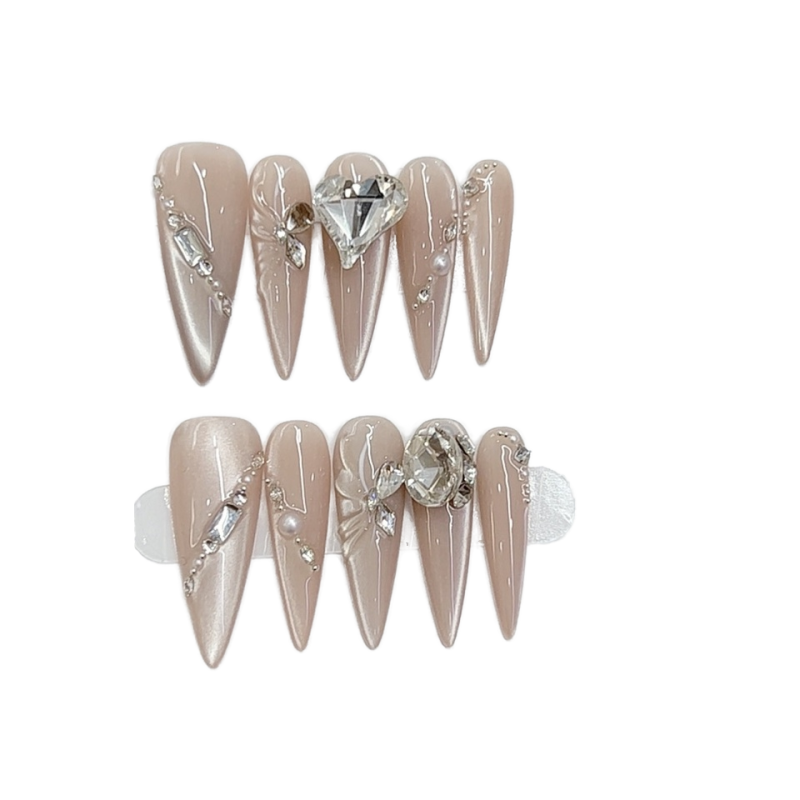 Nail Art Patch Supplier - OEM Nai Zi Handmade Cat Eye Love Diamond Butterfly