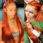 Human Hair Wigs Factory - OEM 12A 350# Orange 134 Straight Long