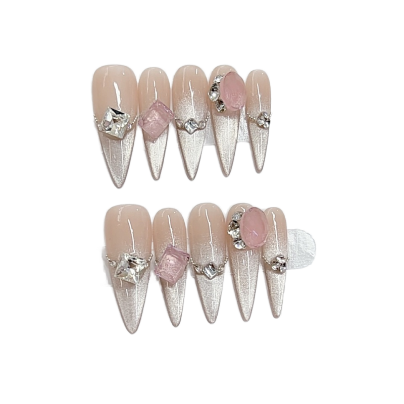 Phototherapy Nail Art Factory - OEM Nai Zi Handmade Cat Eye Pink Melody Wearable