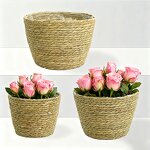 Straw Flowerpot Hanging Basket Supplier - OEM/ODM Woven Handmade Creative Green Bamboo Pot