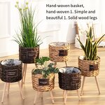 Straw Woven Basket Supplier - OEM/ODM Rattan Floor-standing Wooden High Flower Stand