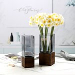 Square Wooden Vase Manufacturer - OEM/ODM Gray Ornament Living Room Flower Glass Vase