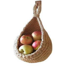 Boho Hemp Hanging Basket Factory - OEM/ODM Dropshipping Wicker Handmade Kitchen Pantry Organizer