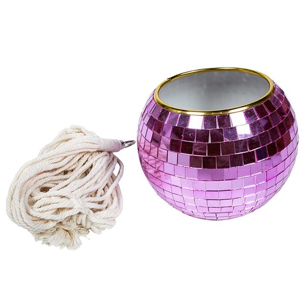 Disco Ball Planter Manufacturer - OEM/ODM Hot 6" with Macrame Rope Chain Wooden Stand