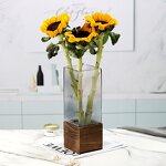 Square Wooden Vase Manufacturer - OEM/ODM Gray Ornament Living Room Flower Glass Vase