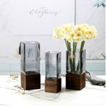 Square Wooden Vase Manufacturer - OEM/ODM Gray Ornament Living Room Flower Glass Vase