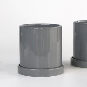 Ceramic Flowerpot Supplier - OEM/ODM with Tray Straight Cylinder Modern Minimalist Style