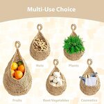 Boho Hemp Hanging Basket Factory - OEM/ODM Dropshipping Wicker Handmade Kitchen Pantry Organizer