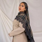 Printed Modal Hijab Manufacturer - Bulk Chantilly Plaid Lace Trim Scarf