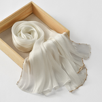 Gold Beaded Chain Hijab Manufacturer - Bulk Shimmer Solid Satin Silk Shawl