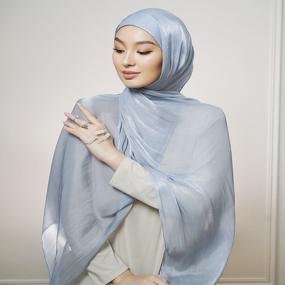 Silk Chiffon Hijab Factory - OEM Lightweight Glitter Shiny Shawl
