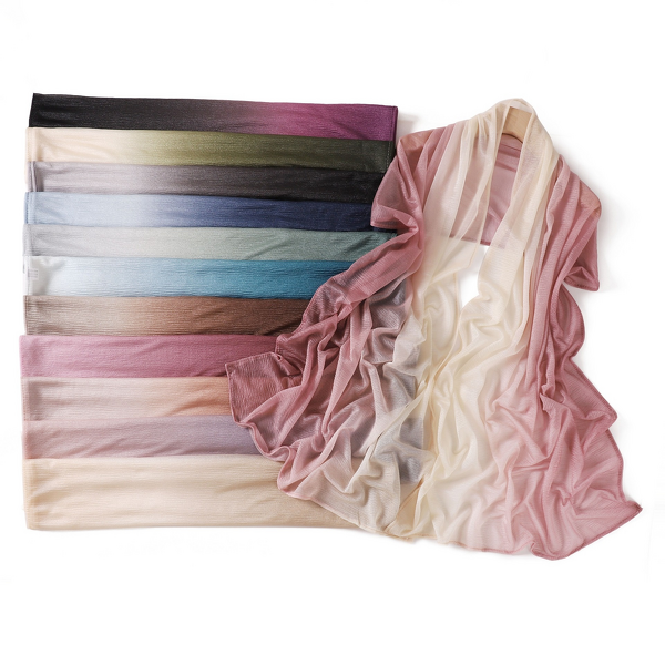 Crinkle Ombre Hijab Manufacturer - Bulk Multi-colored Gradient Shimmer Scarf