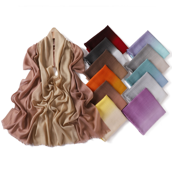 Bamboo Cotton Turban Manufacturer - Wholesale Two-Color Gradient Silk Scarf