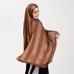 Satin Silk Hijab Factory - OEM Jacquard Leopard Print Wide Stripe Scarf