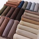 Rayon Crinkle Hijab Supplier - Bulk Solid Soft Tassel Long Scarf