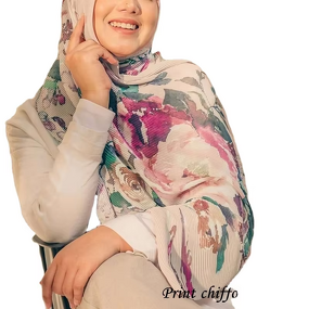 Printed Chiffon Hijab Supplier - Bulk Pleated Floral Veil