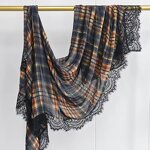 Printed Modal Hijab Manufacturer - Bulk Chantilly Plaid Lace Trim Scarf