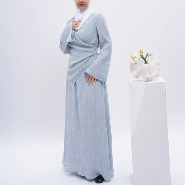 Two Piece Abaya Set Supplier - Wholesale Long Skirt Suit Plus Size Dress