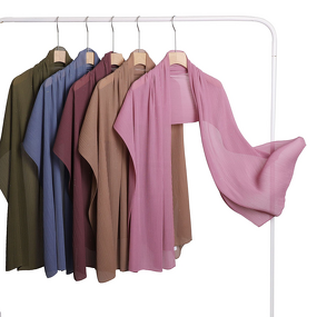 Pearl Chiffon Hijab Factory - OEM Pure Color Pleated Monochrome Scarf