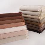 Rayon Crinkle Hijab Supplier - Bulk Solid Soft Tassel Long Scarf