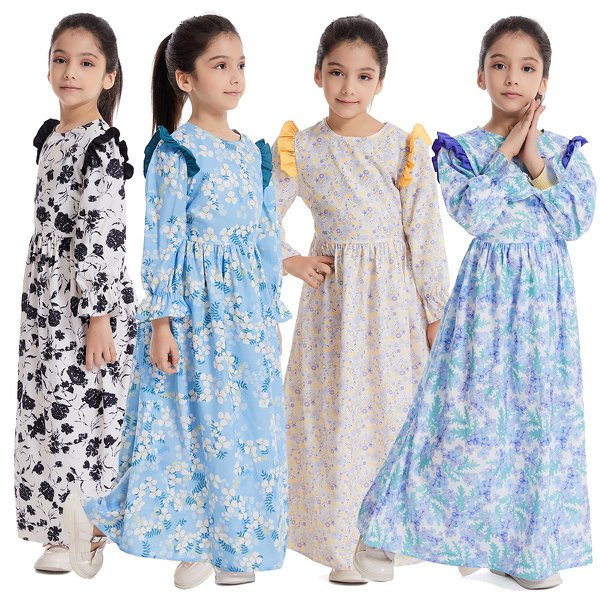 Children Dress Factory - Bulk Long Sleeved Floral Ball Gown Girl Dress