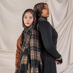 Printed Modal Hijab Manufacturer - Bulk Chantilly Plaid Lace Trim Scarf