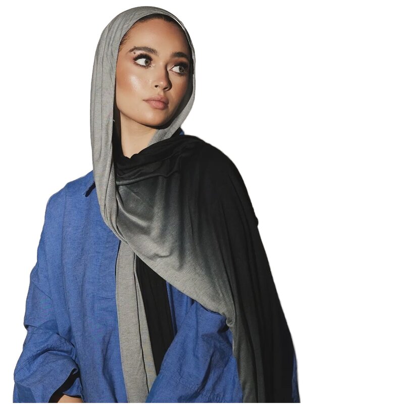 Ombre Jersey Hijab Factory - OEM Gradient Print Non-Slip Scarf