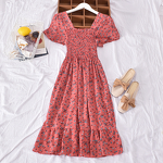 Waist Slimming Dress Supplier - OEM Floral A-line Long Tunic Dress