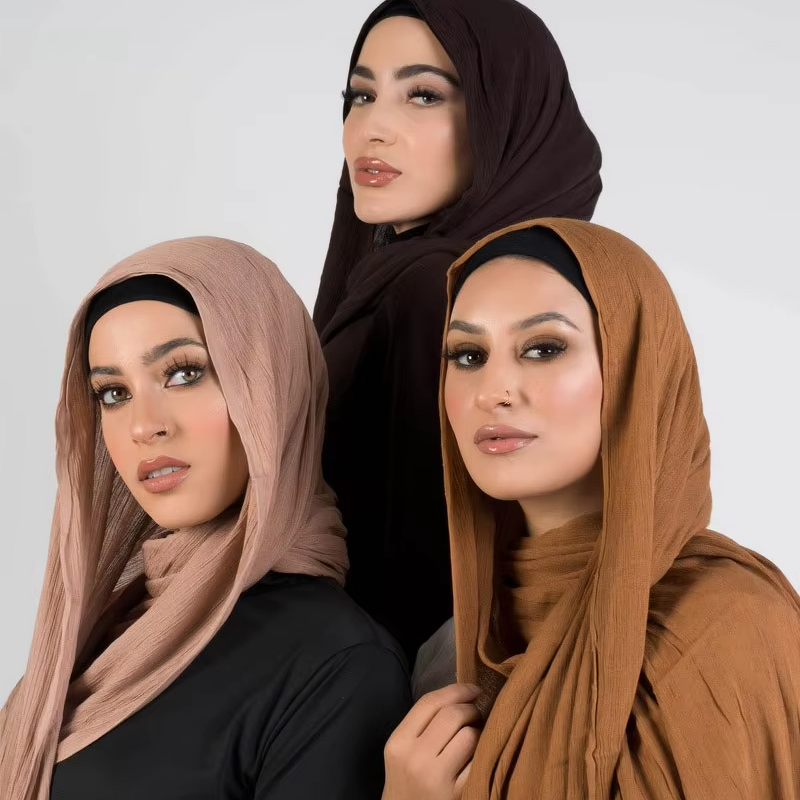 Rayon Wrinkle Hijab Manufacturer - Bulk Solid Color Crinkle Casual Wrap