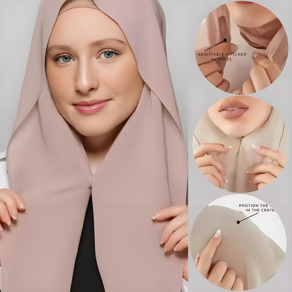 Instant Chiffon Hijab Supplier - OEM Pinless Built-in Magnets Scarf