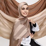 Satin Silk Hijab Factory - OEM Jacquard Leopard Print Wide Stripe Scarf