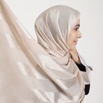 Satin Silk Hijab Factory - OEM Jacquard Leopard Print Wide Stripe Scarf