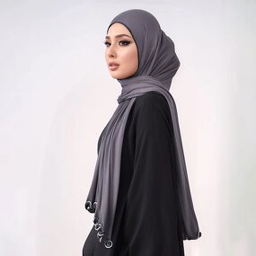 Jersey Cotton Hijab Manufacturer - OEM Scarf with Satin Rope Trim