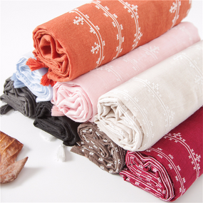 Voile Print Tassel Scarf Supplier - OEM Thin Breathable Sun Protection Wrap