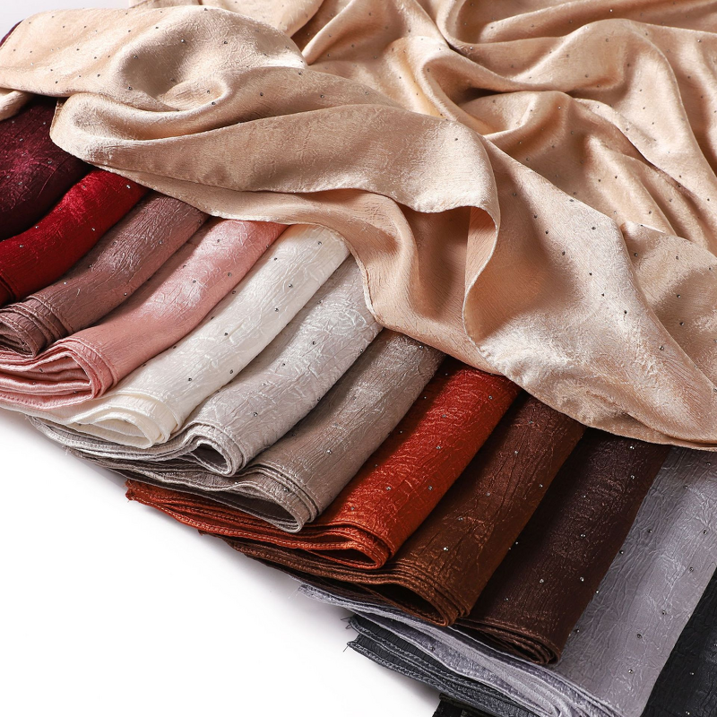 Satin Gauze Hijab Manufacturer - Bulk Solid Pearlescent Polyester Scarf
