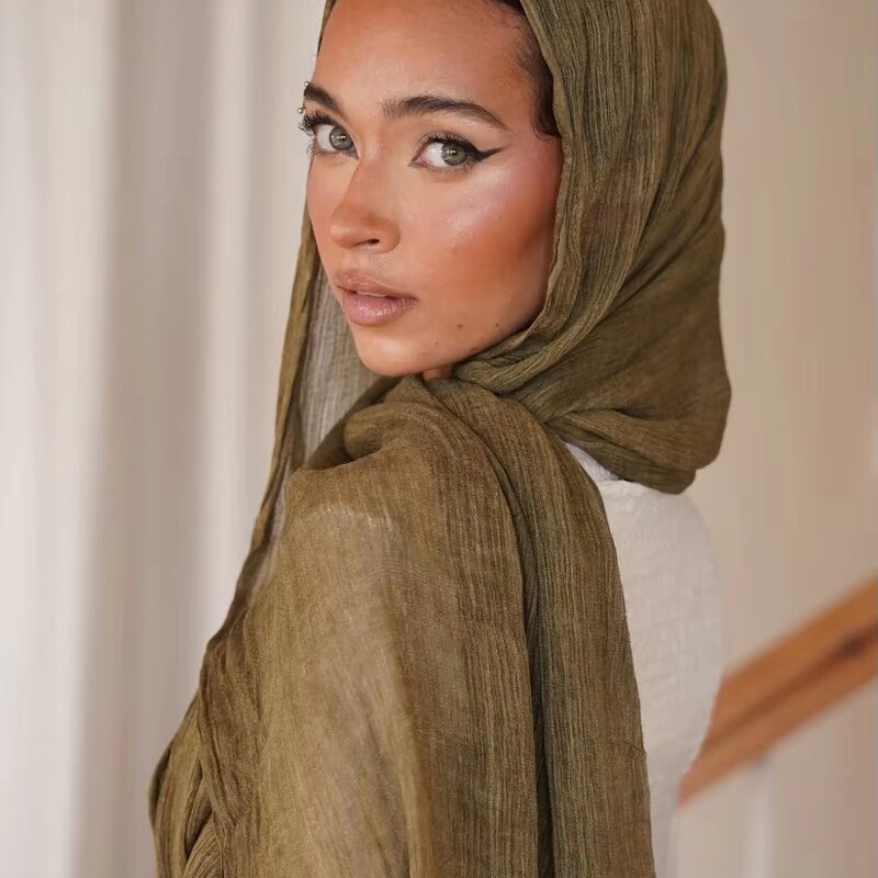 Silk Wrinkle Hijab Factory - OEM Dirty Dyeing Plain Unique Veil
