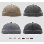 Corduroy Brimless Cap Manufacturer - Custom Woven Label Patch Cotton Skull Caps New Vintage